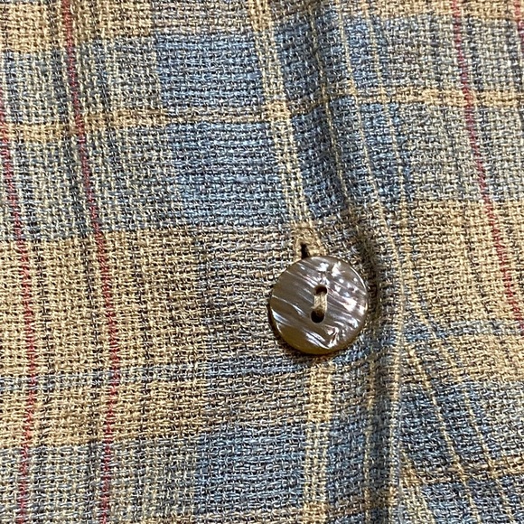 VNTG Liz Sport Plaid Button-Up Crop Top in Yellow and Blue - Picture 8 of 8